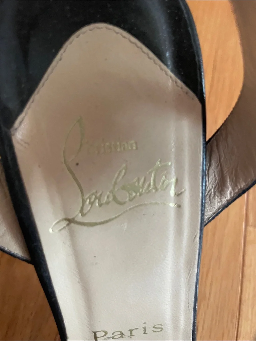 Christian Louboutin  Black Suede T-Strap High Heel Sandals